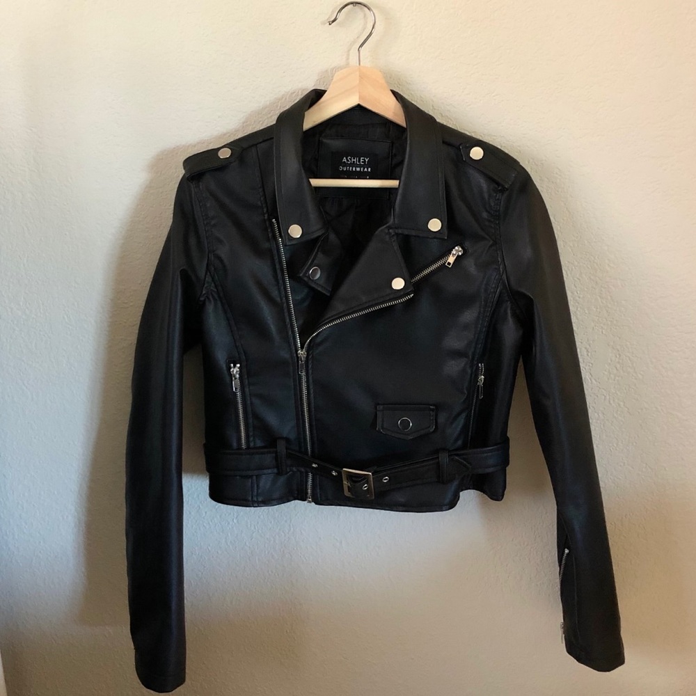 Windsor Crop Faux Leather Moto Jacket
